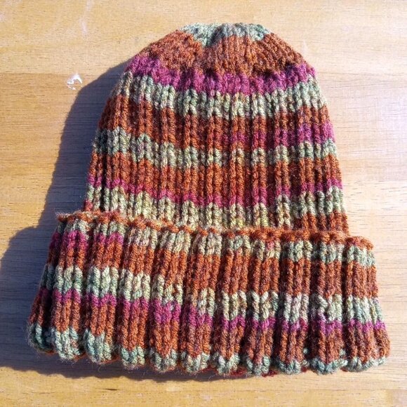 Mens Hipster Wide Cuff Beanie Hat Hand Knit Rib Acrylic Sailor Womens Autumn - Picture 7 of 11